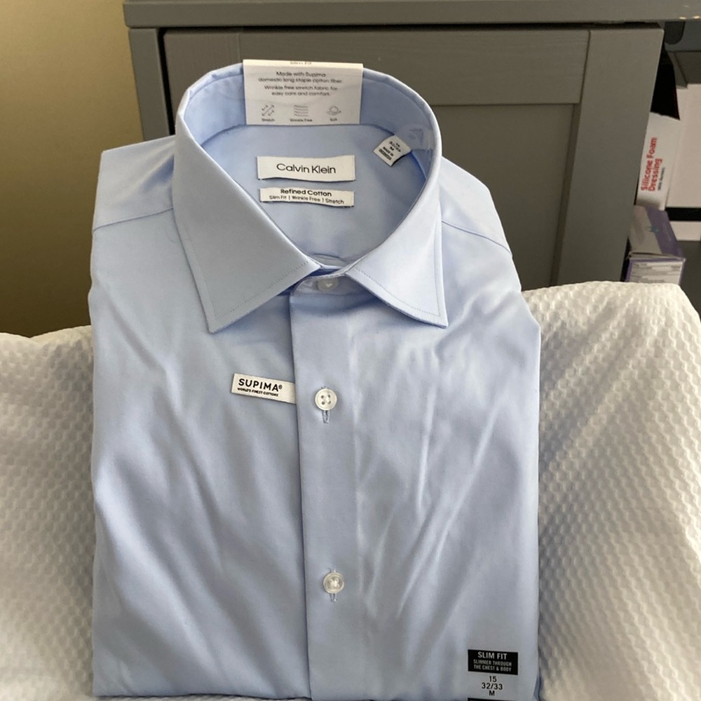 Calvin Klein Light Blue Supima Cotton Dress Shirt
